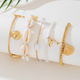 gold 5-Piece Shell Bead Bracelet Set Summer Beach Jewelry