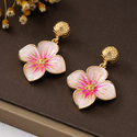 colorful Oil-Drip Flower Earrings For Women Beach Vacation Party