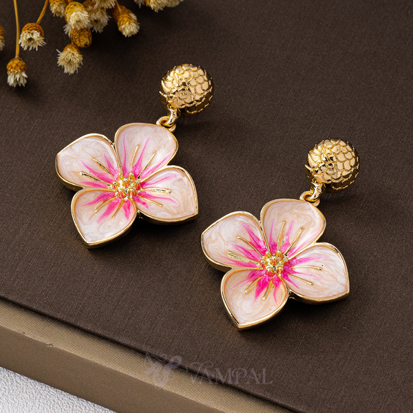 colorful Oil-Drip Flower Earrings For Women Beach Vacation Party
