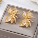 golden yellow irregular Metal Flower Stud Earrings For Women