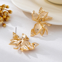 golden yellow irregular Metal Flower Stud Earrings For Women