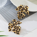 leopard print earrings retro Metal Leopard Maple Leaf Earrings For Women Party Style
