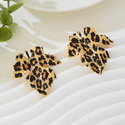leopard print earrings retro Metal Leopard Maple Leaf Earrings For Women Party Style