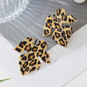 leopard print earrings retro Metal Leopard Maple Leaf Earrings For Women Party Style