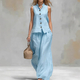 summer V-Neck Vest And Long Pants Casual Set