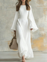 elegant Solid Color Long Sleeve Formal Dress