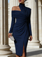elegant Off-Shoulder Slit Women's Dress Solid Color Casual Fashion