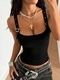 einfarbiges Camisole-Top mit Metall-Schnalle für Damen