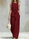women's Sleeveless Solid Color Two-Piece Set With Belt
