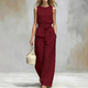 women's Sleeveless Solid Color Two-Piece Set With Belt
