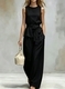 women's Sleeveless Solid Color Two-Piece Set With Belt