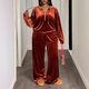 women's Velvet Two-Piece Tracksuit Set With Hoodie And Pants