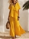 women's Summer Casual Irregular Short Sleeve Top And Slit Wide Leg Pants Set