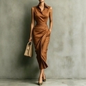 elegant Asymmetric Sleeveless Shirt Dress Slim Fit Summer Commute