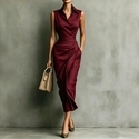 elegant Asymmetric Sleeveless Shirt Dress Slim Fit Summer Commute