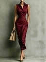 elegant Asymmetric Sleeveless Shirt Dress Slim Fit Summer Commute