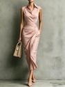 elegant Asymmetric Sleeveless Shirt Dress Slim Fit Summer Commute