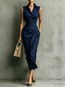 elegant Asymmetric Sleeveless Shirt Dress Slim Fit Summer Commute