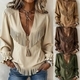 retro V-Neck Fringe Suede Long-Sleeve Top