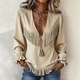 retro V-Neck Fringe Suede Long-Sleeve Top
