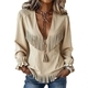 retro V-Neck Fringe Suede Long-Sleeve Top