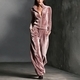 women's Velvet 2-Piece Tracksuit Set Long Sleeve Zip Solid Color