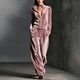 women's Velvet 2-Piece Tracksuit Set Long Sleeve Zip Solid Color