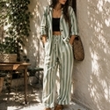 striped Shirt And Loose Pants 2-Piece Set