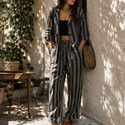 striped Shirt And Loose Pants 2-Piece Set