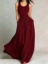 solid Color Sleeveless Pocket Long Dress