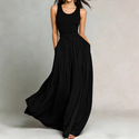 solid Color Sleeveless Pocket Long Dress