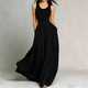 solid Color Sleeveless Pocket Long Dress