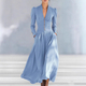 elegant V-Neck Puff Sleeve Waist-Cinching Formal Dress