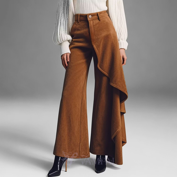 irregular Splicing Drape Suede Women's Trousers