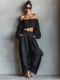 elegant Off-Shoulder Solid Color T-Shirt And Pants Two-Piece Set