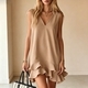 v-Neck Sleeveless Loose Ruffle Dress