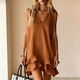 v-Neck Sleeveless Loose Ruffle Dress