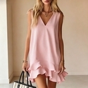 v-Neck Sleeveless Loose Ruffle Dress