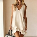 v-Neck Sleeveless Loose Ruffle Dress