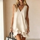 v-Neck Sleeveless Loose Ruffle Dress