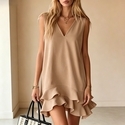 v-Neck Sleeveless Loose Ruffle Dress