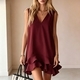 v-Neck Sleeveless Loose Ruffle Dress