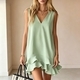 v-Neck Sleeveless Loose Ruffle Dress