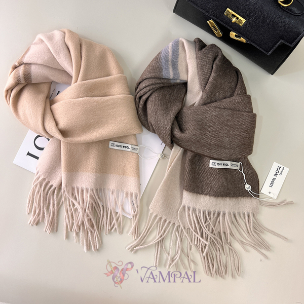 100% Wool Double-Sided Color-Block Scarf