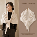triangle Large Shawl Women Wool Blend Solid Color Warm Knit Scarf