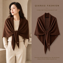 triangle Large Shawl Women Wool Blend Solid Color Warm Knit Scarf