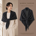 triangle Large Shawl Women Wool Blend Solid Color Warm Knit Scarf