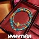 vintage Royal Iris Gemstone Necklace With Beaded Bracelet