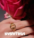 vintage Brushed Twin Lotus Flower Gemstone Ring