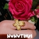 vintage Brushed Twin Lotus Flower Gemstone Ring